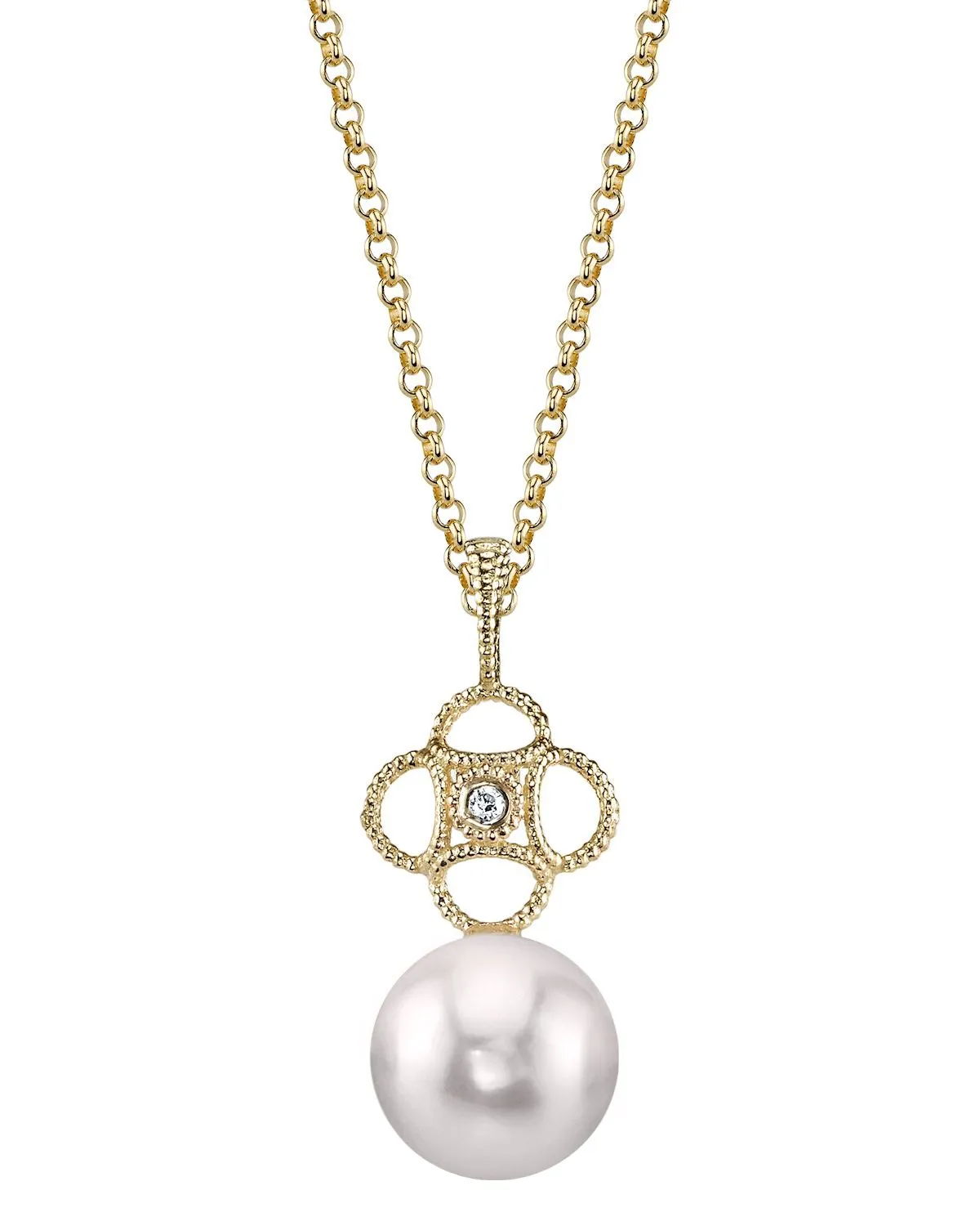 Akoya Pearl & Diamond Lacy Pendant