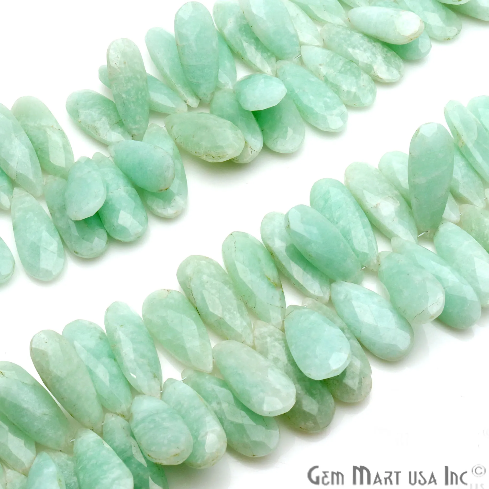 Amazonite Pears Beads, 8 Inch Gemstone Strands, Drilled Strung Briolette Beads, Pears Shape, 30x12mm