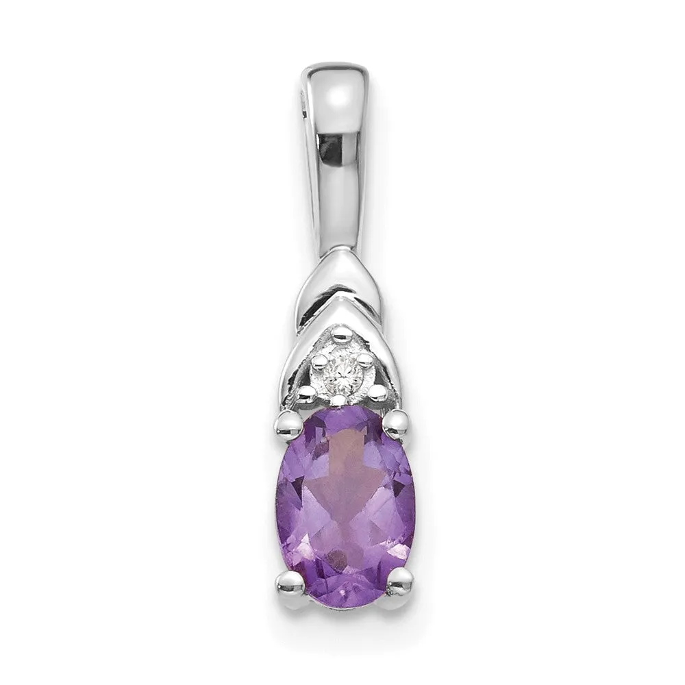 Amethyst & Diamond Pendant in 14k White Gold