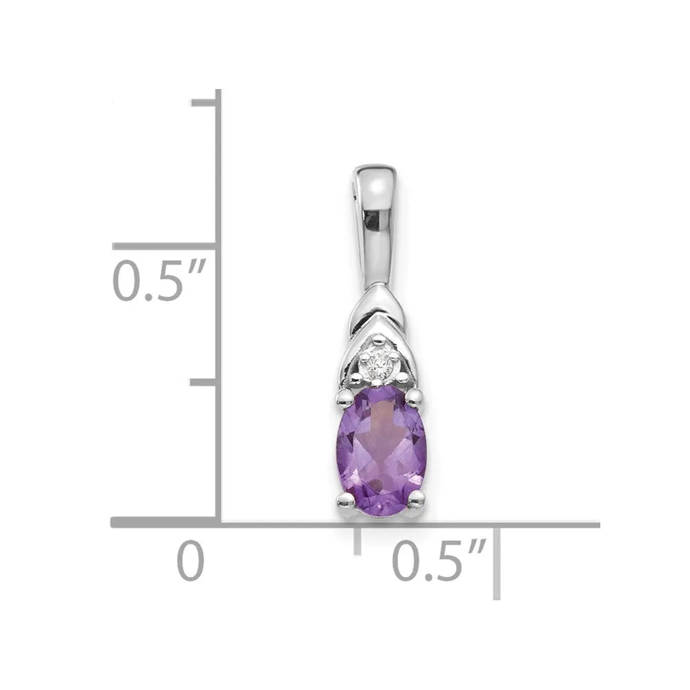 Amethyst & Diamond Pendant in 14k White Gold