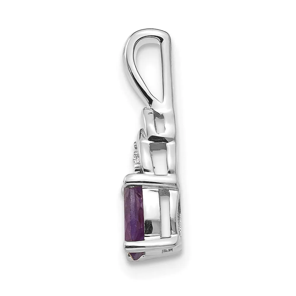 Amethyst & Diamond Pendant in 14k White Gold