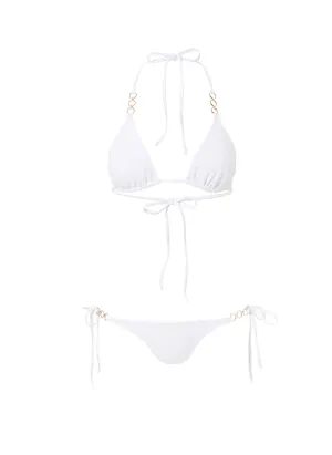 Anguilla White Zigzag Triangle Triple Ring Bikini