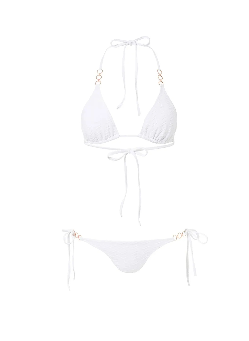 Anguilla White Zigzag Triangle Triple Ring Bikini