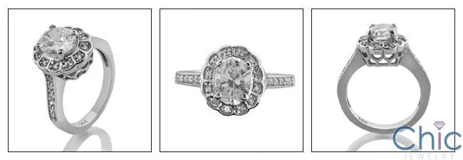 Anniversary 1.5 Oval Center Halo Cubic Zirconia Cz Ring