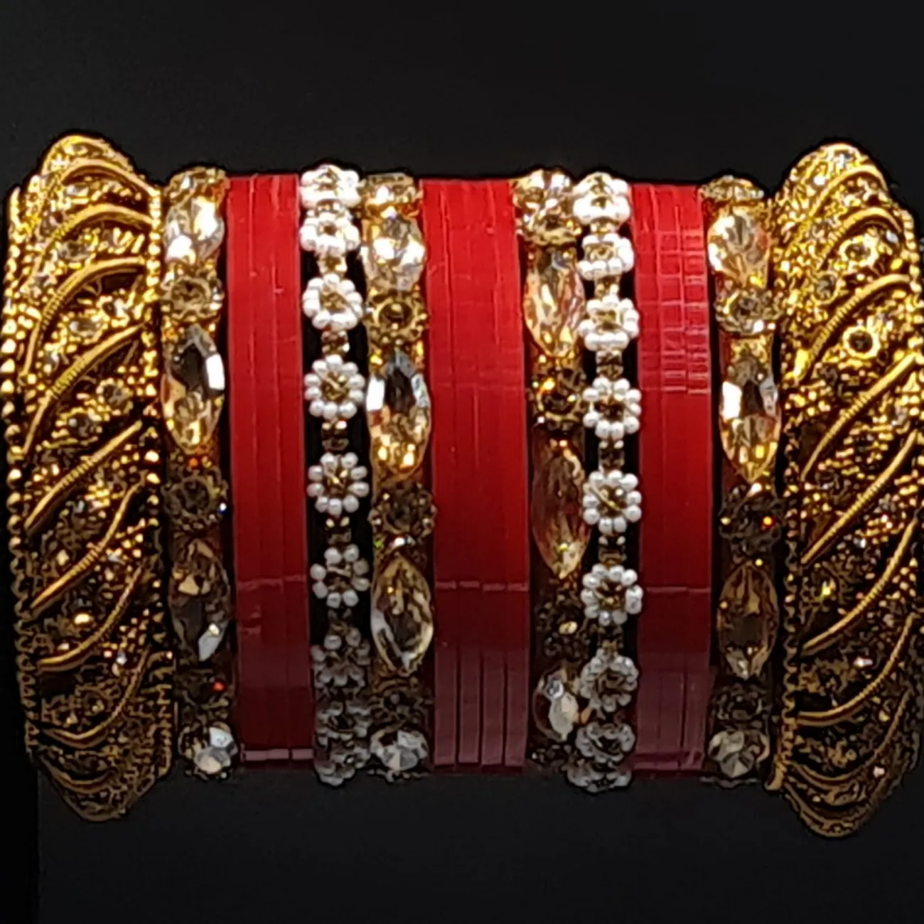 Antique gold "maharani" chura bangles set