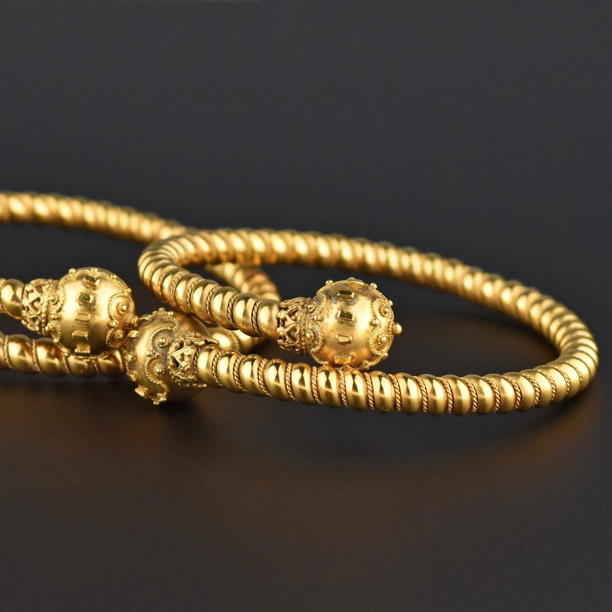 Antique Pair Etruscan Revival Victorian Wedding Bracelet