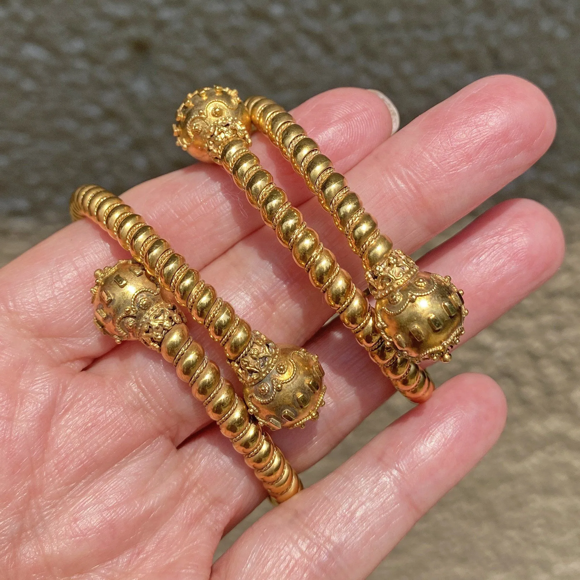 Antique Pair Etruscan Revival Victorian Wedding Bracelet