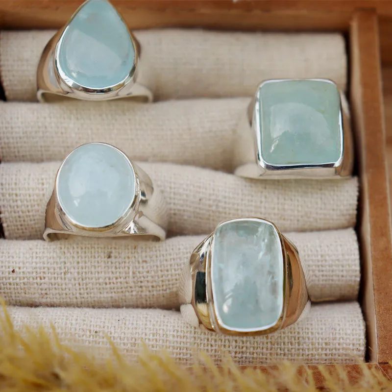 Aquamarine Silver Statement Ring