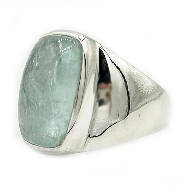 Aquamarine Silver Statement Ring