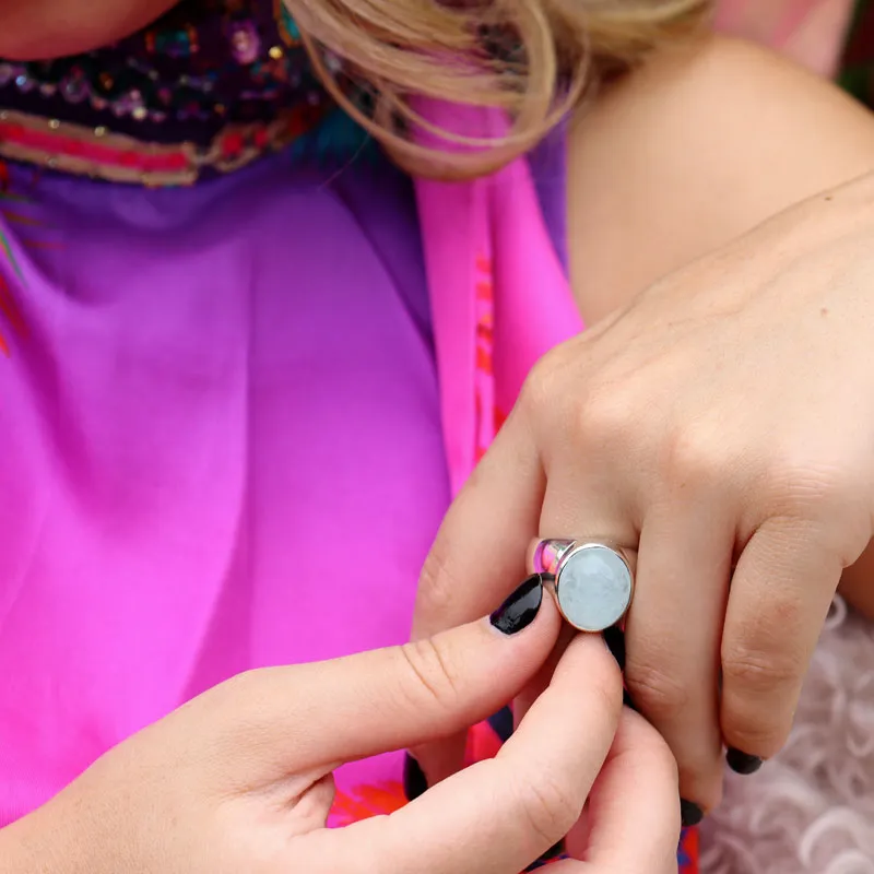 Aquamarine Silver Statement Ring