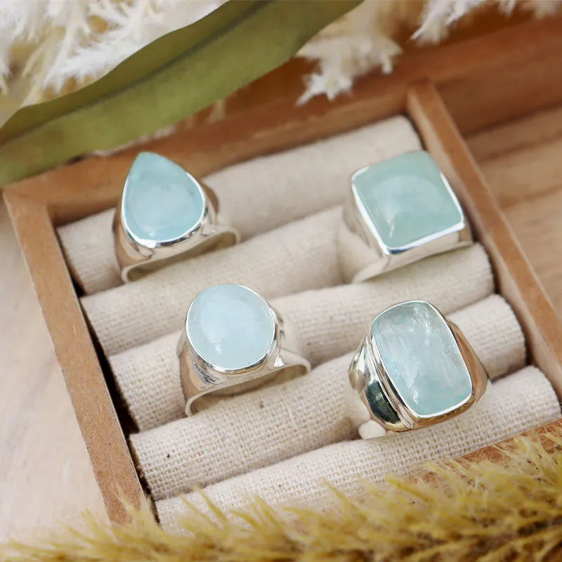 Aquamarine Silver Statement Ring