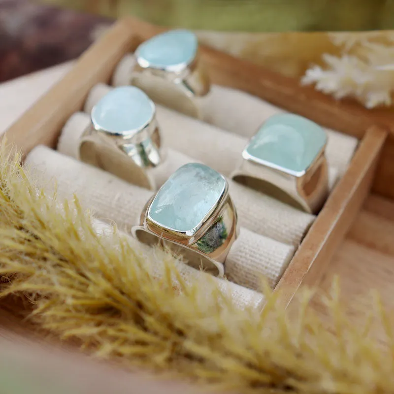 Aquamarine Silver Statement Ring