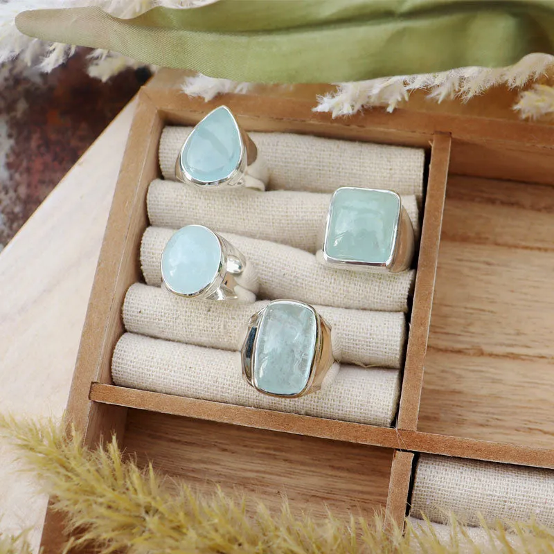 Aquamarine Silver Statement Ring