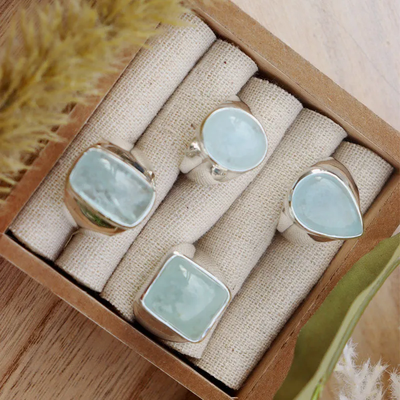 Aquamarine Silver Statement Ring