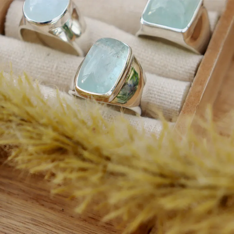 Aquamarine Silver Statement Ring