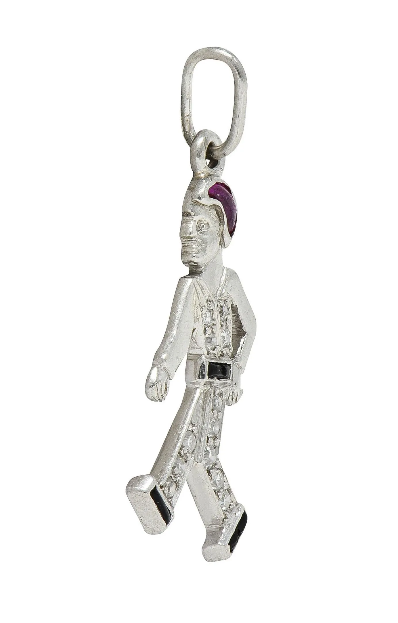 Art Deco Ruby Diamond Onyx Platinum Vintage Man Charm