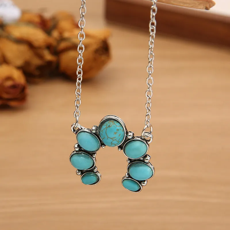 Artificial Turquoise Alloy Pendant Necklace