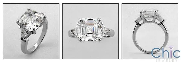 Asscher Cut Trillions Cubic Zirconia Cz Ring