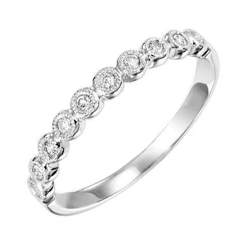 Bead Set Round Station Diamond Ring  .12 Cttw 10K White Gold