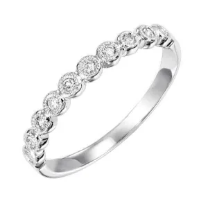 Bead Set Round Station Diamond Ring  .12 Cttw 10K White Gold