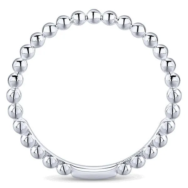 Beaded Metal Design Stackable Band 14K White Gold