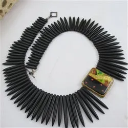 Black Collar Stick Bead Necklace