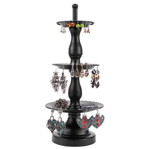 Black Metal 3-Tier Jewelry Fountain Stand