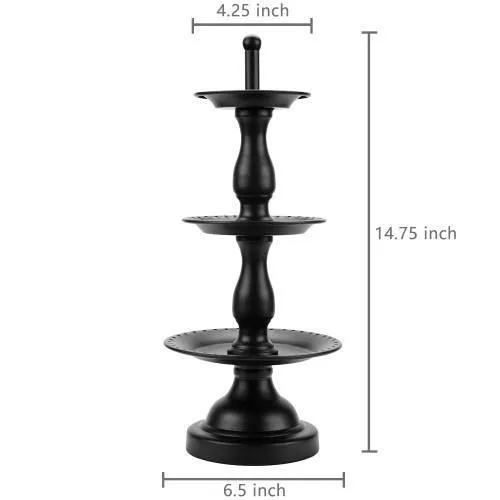 Black Metal 3-Tier Jewelry Fountain Stand