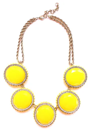 Bold Oval Gem Statement Necklace- Yellow