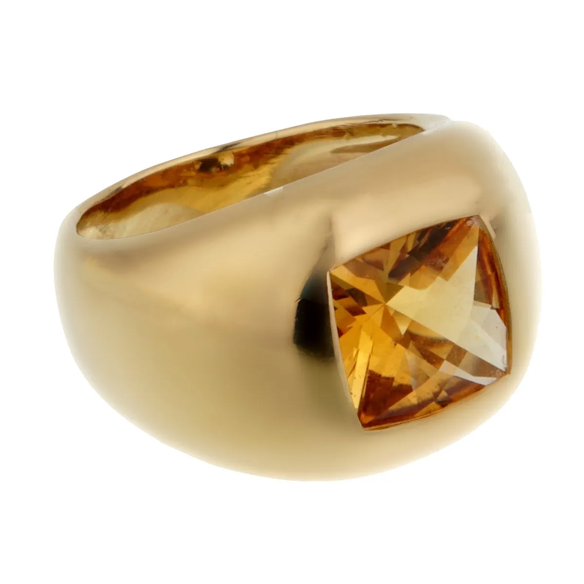 Boucheron Citrine Yellow Gold Cocktail Ring Sz 6 1/4