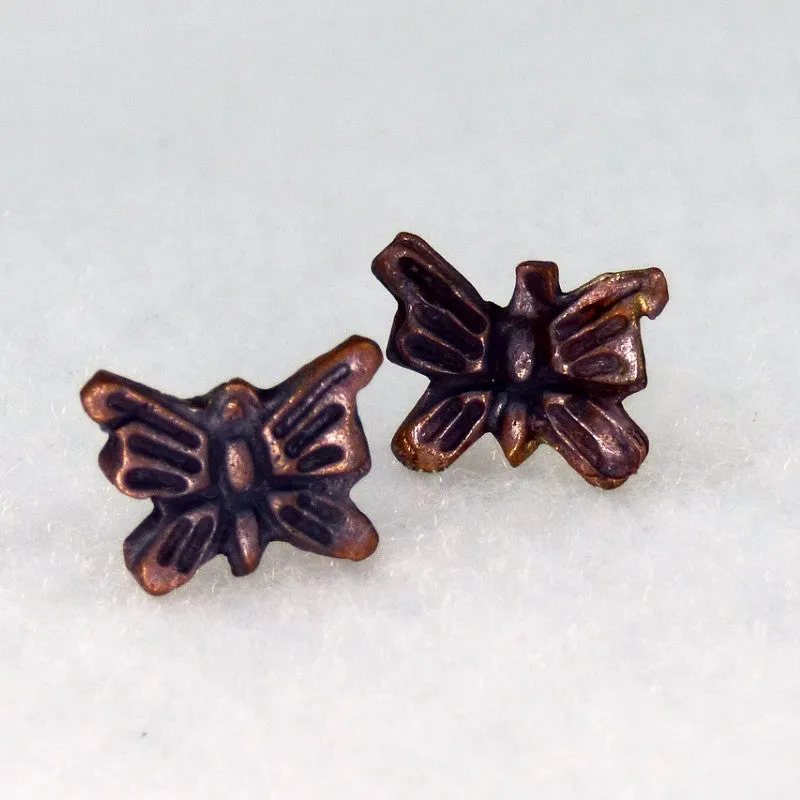 Charming Butterfly Studs in Blackened Copper