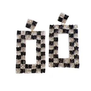 Checkered Black/Silver Earrings S16