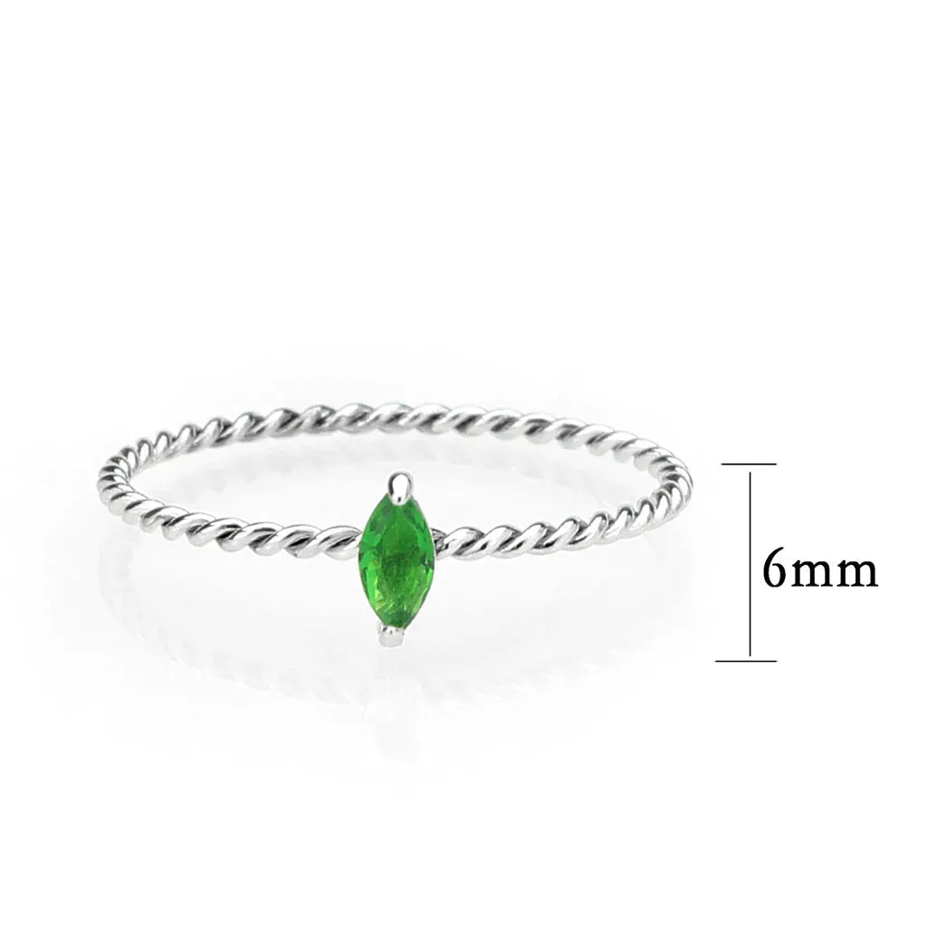 CJ3861 Wholesale Women's Stainless Steel Emerald Minimal Ring