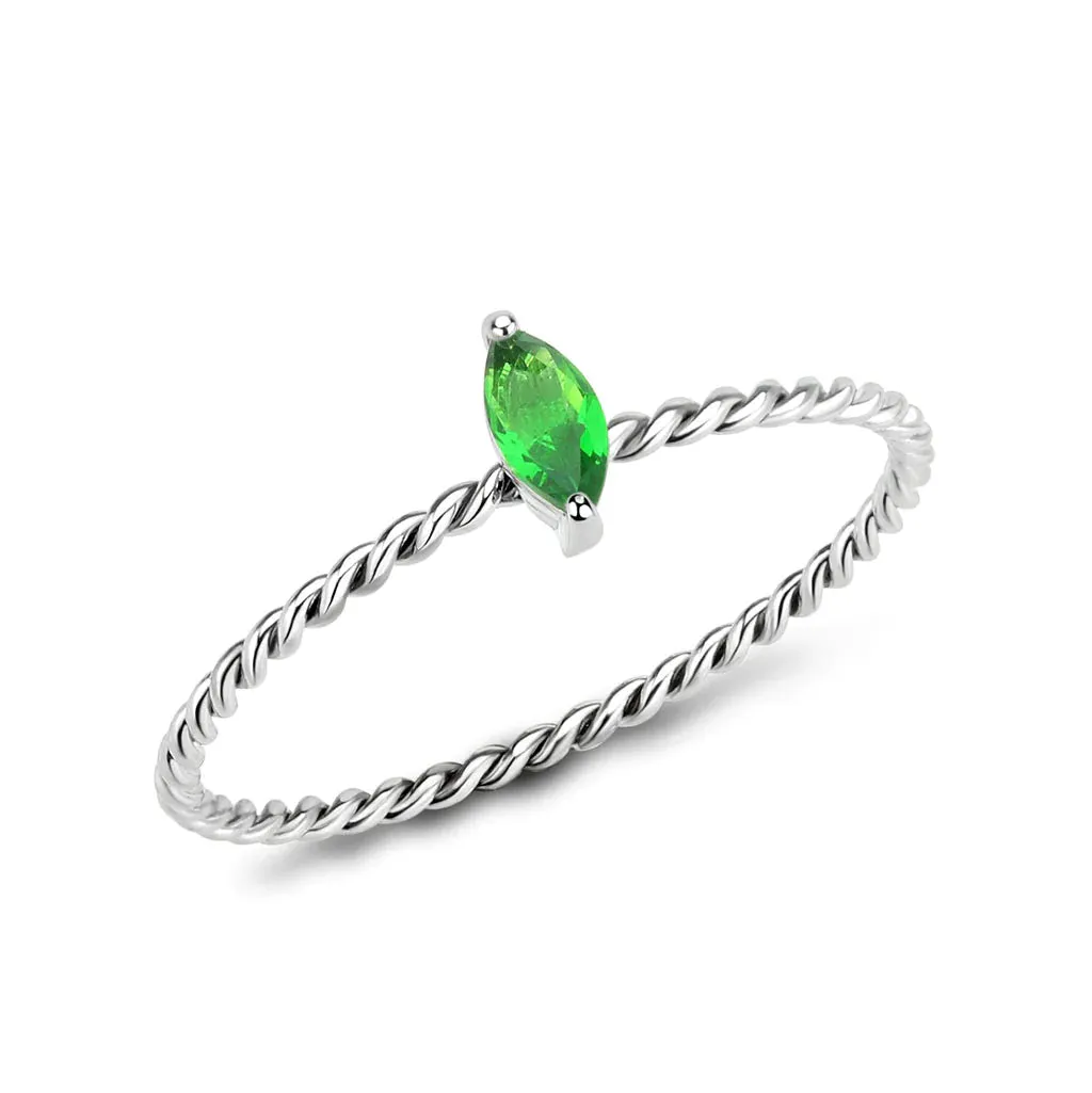 CJ3861 Wholesale Women's Stainless Steel Emerald Minimal Ring