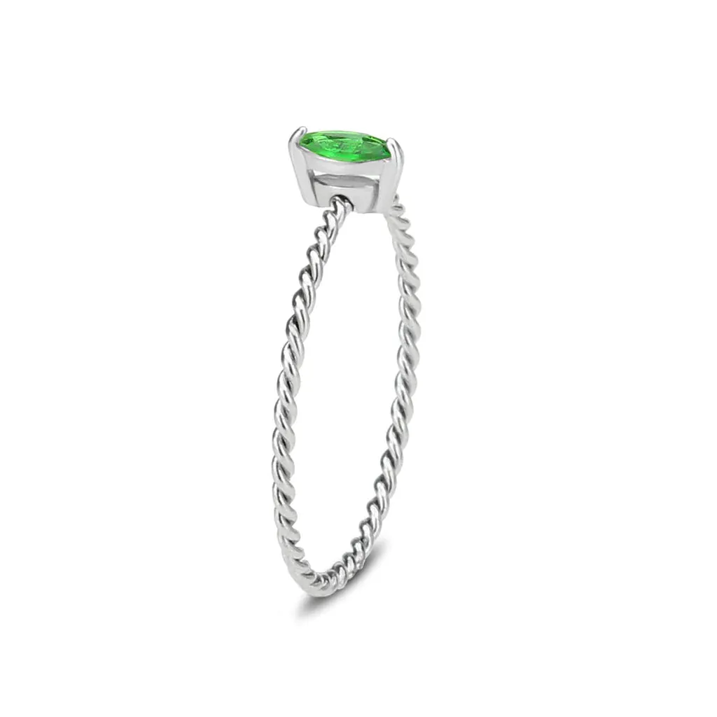 CJ3861 Wholesale Women's Stainless Steel Emerald Minimal Ring