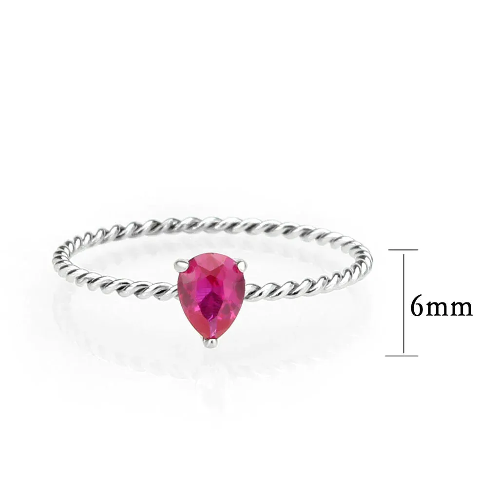 CJ3863 Wholesale Women's Stainless Steel AAA Grade CZ Ruby Minimal Ring