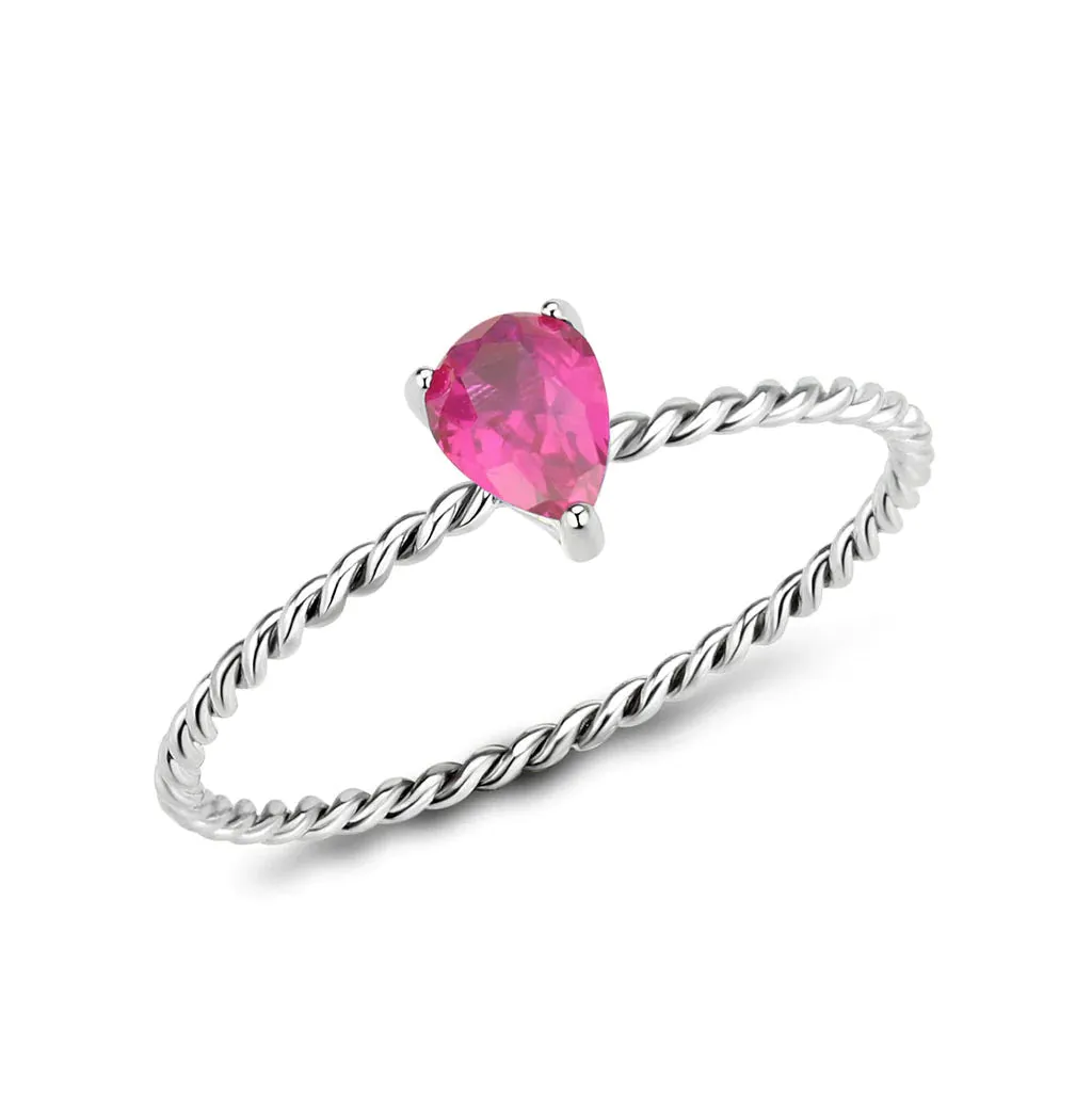 CJ3863 Wholesale Women's Stainless Steel AAA Grade CZ Ruby Minimal Ring