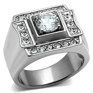 CJG1006 Wholesale High Polished Stainless Steel AAA Grade Cubic Zirconia  Men's Fashion Ring