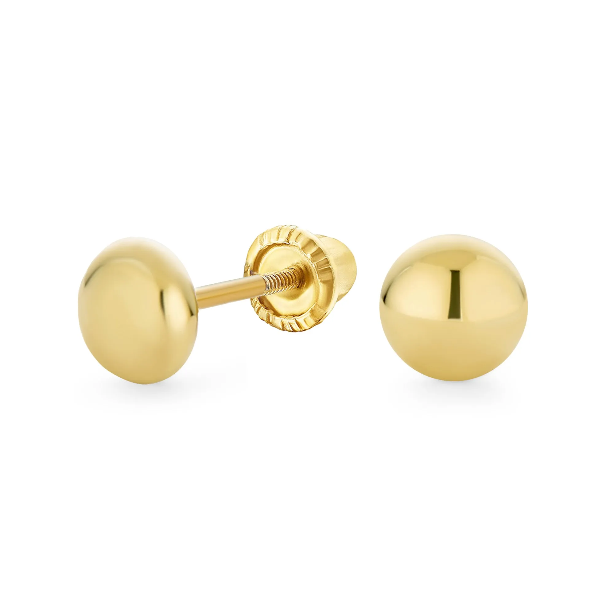 Classic Petite 14K Yellow Gold Drop Ball Earrings with Screw Back 4MM