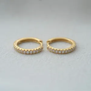 COBI (S) HALF ETERNITY PAVÉ SLIM HOOP EARRINGS