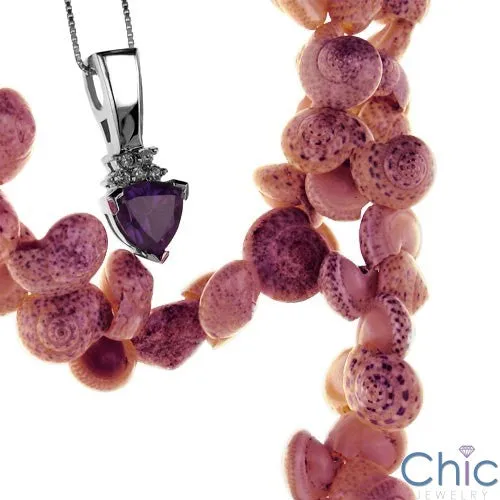 Cubic Zirconia Cz 1.5 Amethyst Trillion Bail Pendant