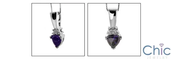 Cubic Zirconia Cz 1.5 Amethyst Trillion Bail Pendant