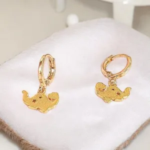 Dinosaur Gold Hoop earrings, Hoop Drop