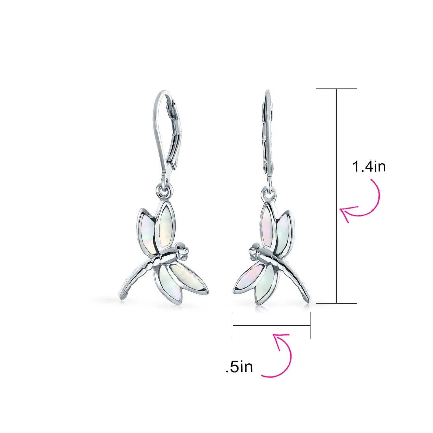 Dragonfly Butterfly Garden Abalone Lever back Earrings Sterling Silver