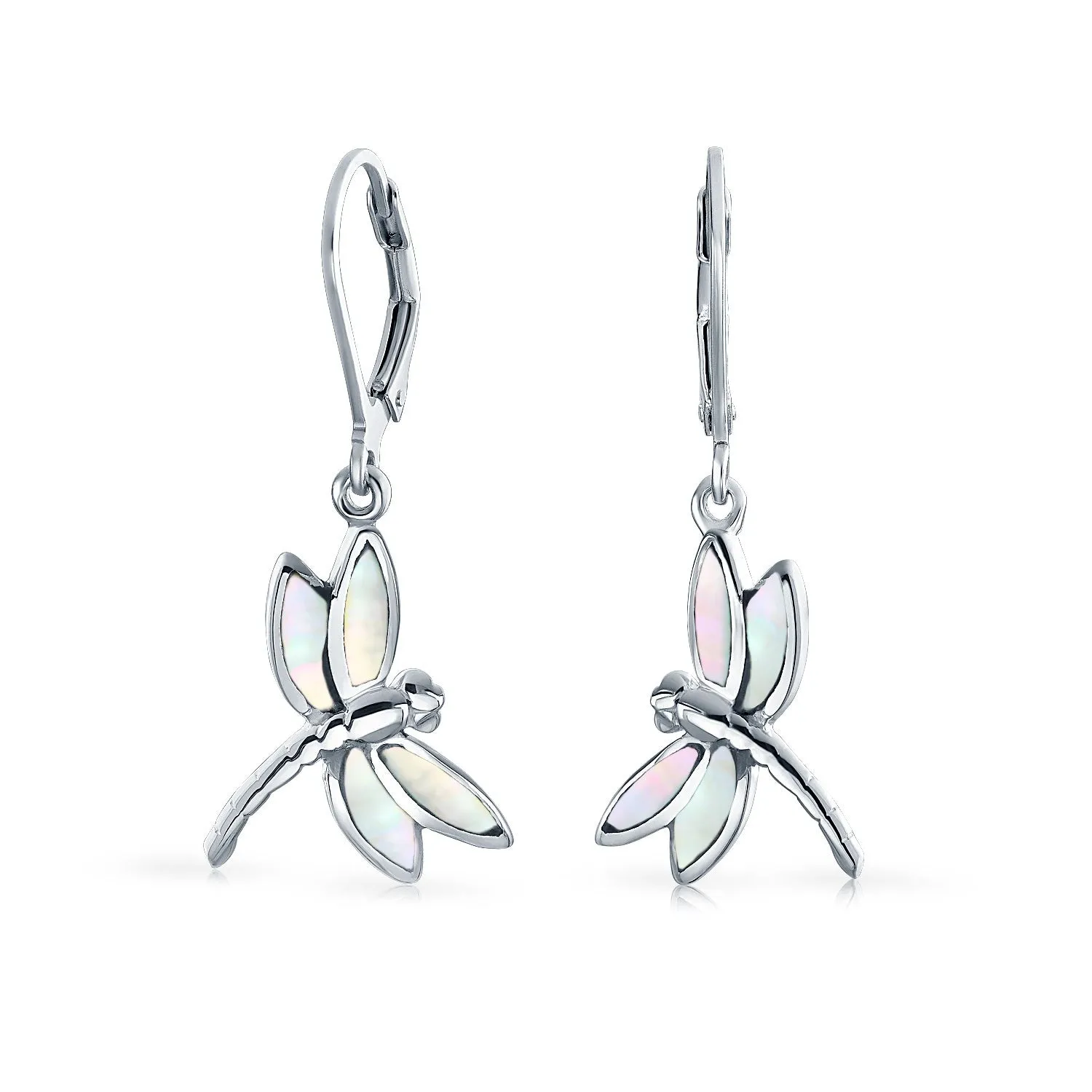 Dragonfly Butterfly Garden Abalone Lever back Earrings Sterling Silver