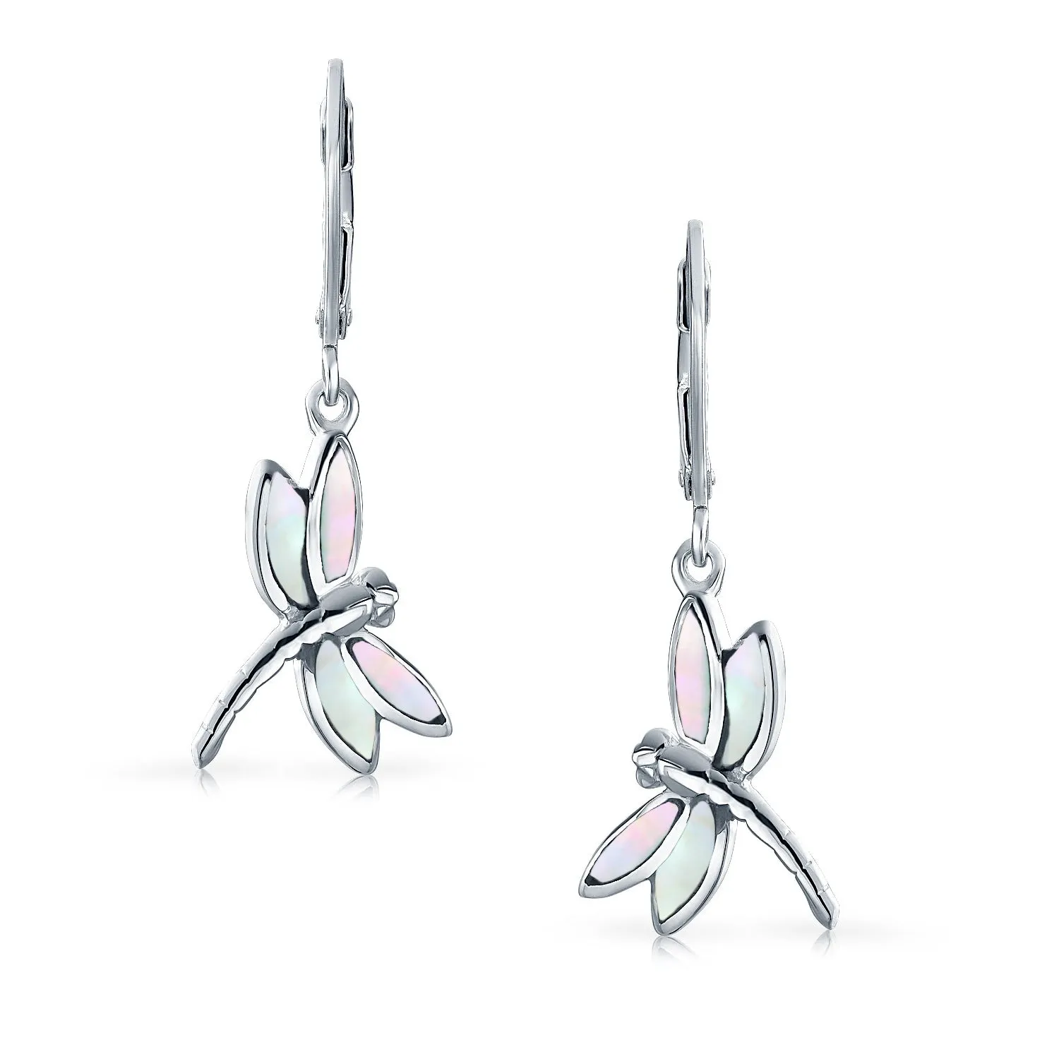 Dragonfly Butterfly Garden Abalone Lever back Earrings Sterling Silver