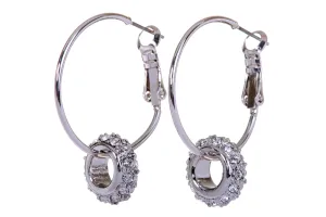 E7144 Charming Circle Rhodium Plated Swarovski Elements Crystal Earring