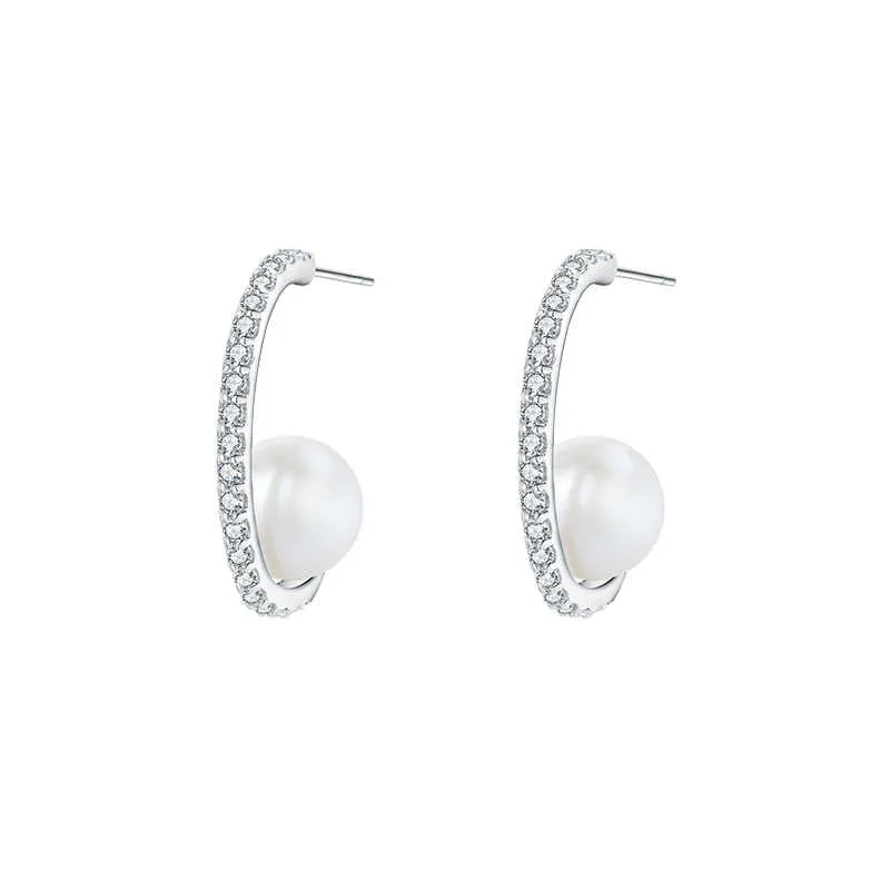 Elegant Sterling Silver Pearl Dangle Drop Earrings with Natural Freshwater Pearl: Timeless Jewelry for Any Occasion