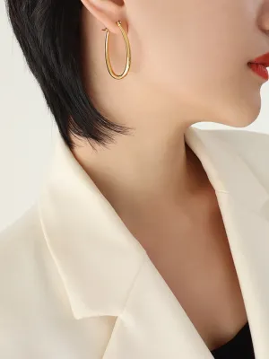 Elevate Your Look with Titanium Plated 18K Gold U-Shaped Earrings