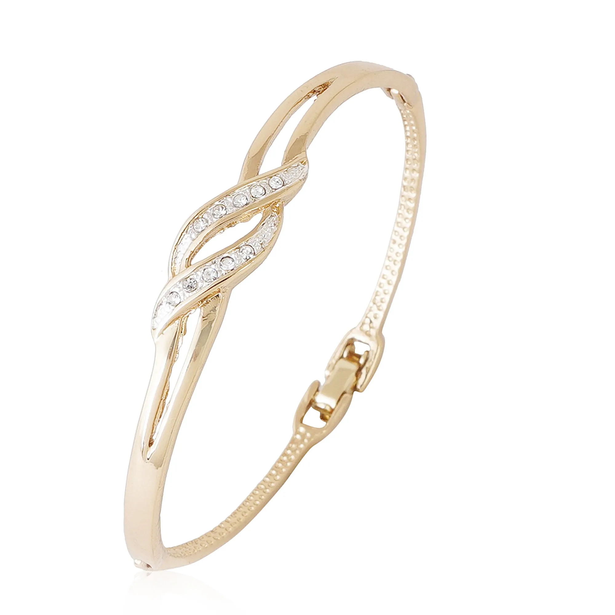 Estele Gold and Silver Plated Wave Twin line wrap Cuff Bracelet for women